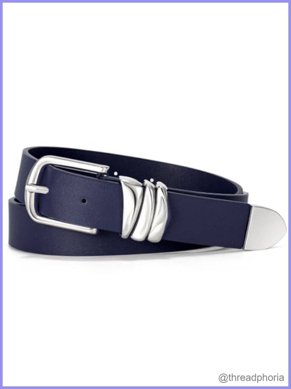 Women's Faux Leather Belt with Silver Buckle